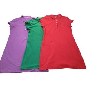 Land’s End Polo Dress Bundle Large Red Green Purple Knee Length EUC
